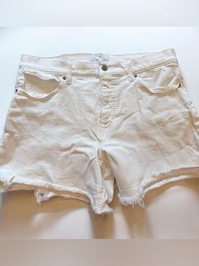 White Women's Denim Cutoff Shorts Lucky Brand size 12/31 distressed mid rise
